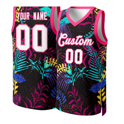 Custom Black White-Pink Graffiti Pattern Tops Mesh Basketball Jersey