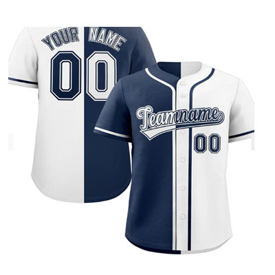 Custom White Navy Hook Split Fashion Authentic Baseball Jersey
